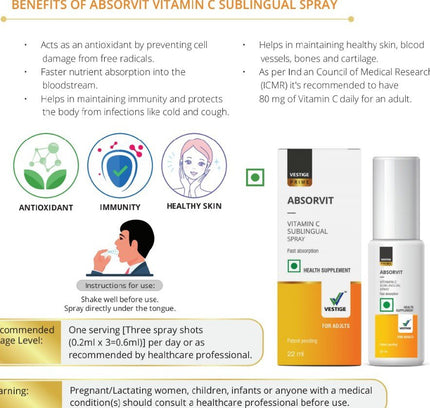 Vestige Prime Absorvit Vitamin C Sublingual Spray (22ML)