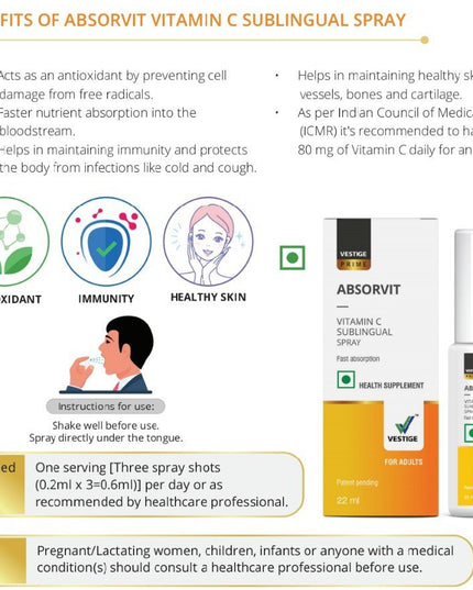 Vestige Prime Absorvit Vitamin C Sublingual Spray (22ML)