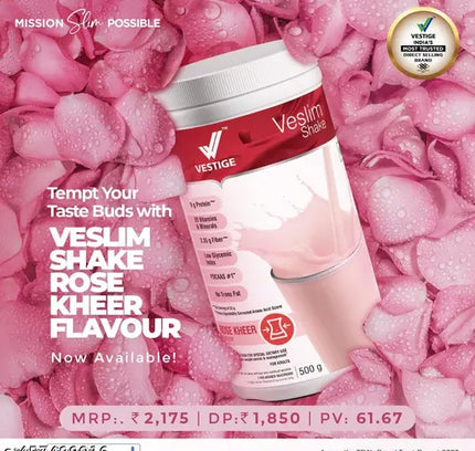 Vestige Veslim Shake - Rose Kheer Flavour (500 G)