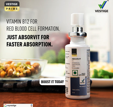 Vestige Prime Absorvit Vitamin B12 Sublingual Spray (9 ML)